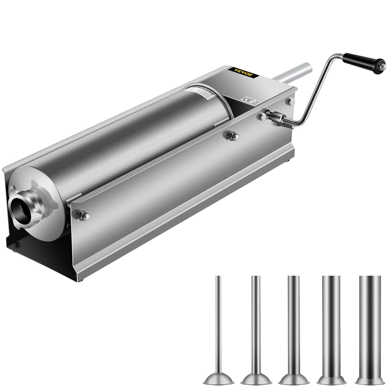 Happybuy Horizontal Sausage Stuffer 7L/15Lbs Manual Sausage Maker With 4 Filling Nozzles Sausage Stuffing Machine For Home & Commercial Use Stainless Steel