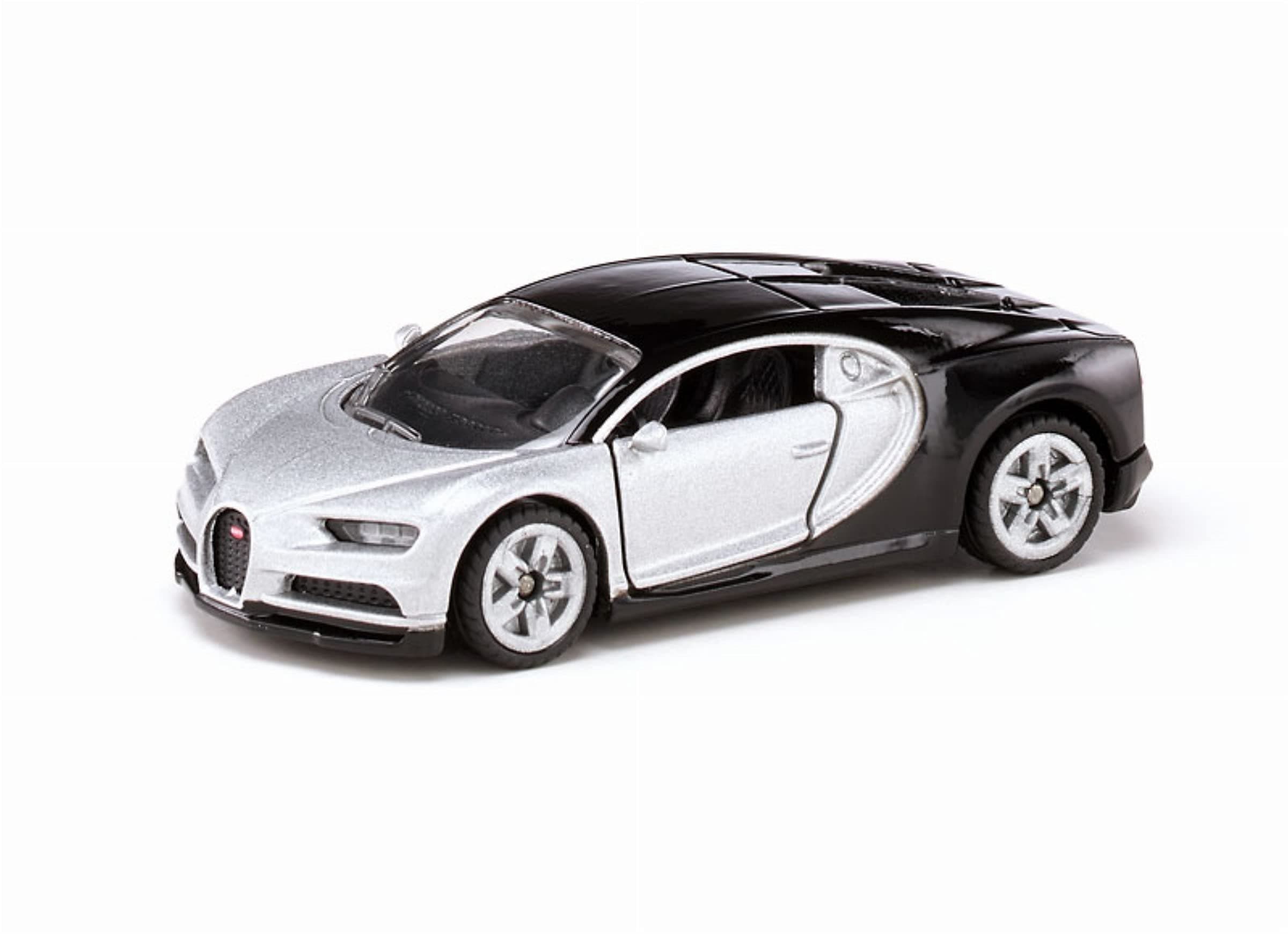 Siku 1508, Bugatti Chiron Sports Car, Toy car for Children, Metal/Plastic, Silver/Black, Opening Doors