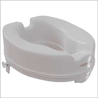 NEOSAFE High Elevated 6 Inch Toilet Seat Raiser Portable Assistance Lock Stand Commode Seat with Sturdy Brackets Medical Aid for Elderly, Disabled, and Limited Mobility (White)
