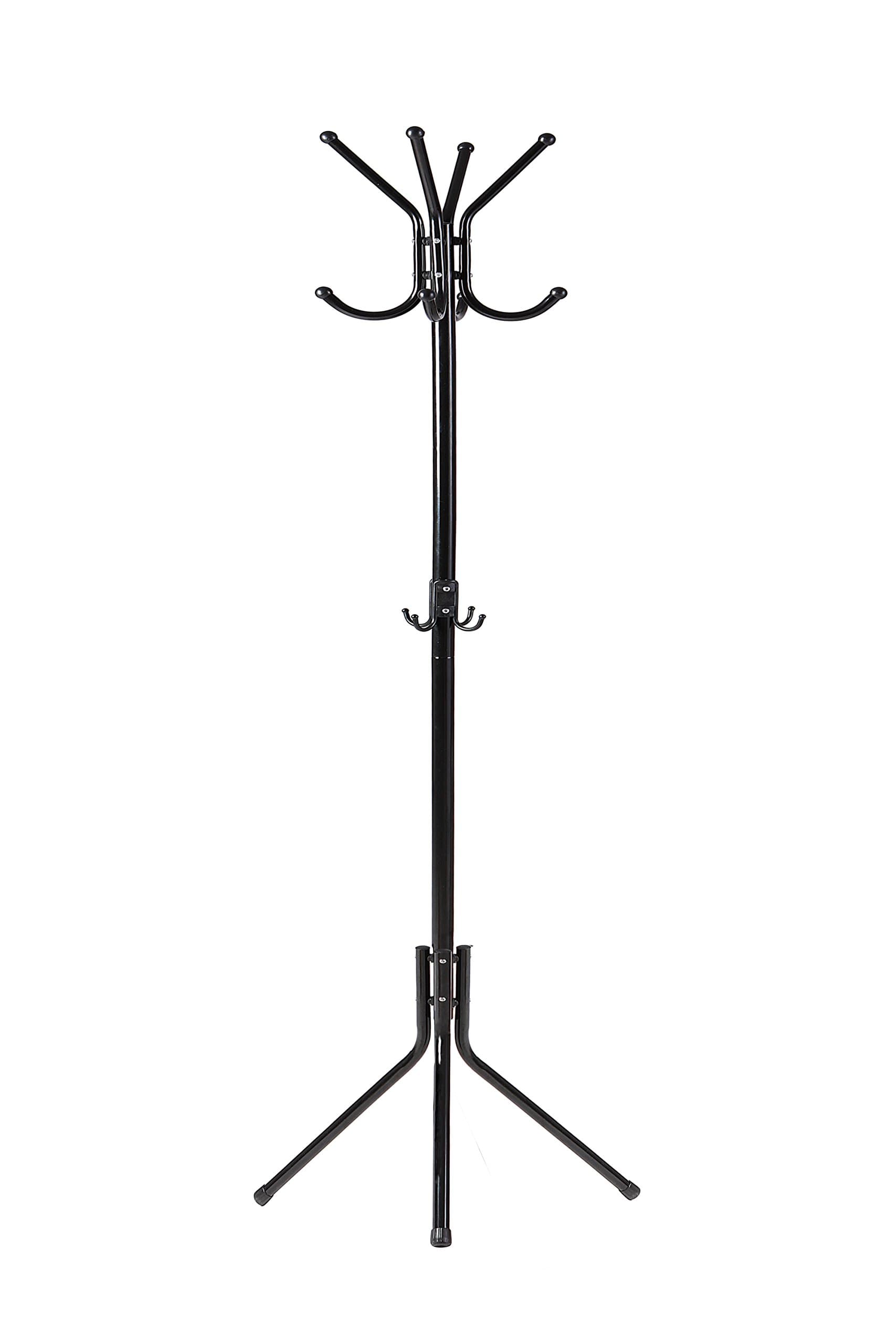 WILSHINE Coat Rack Standing Hall Tree Coat Rack for Entryway with 12 Hooks, Metal and Black