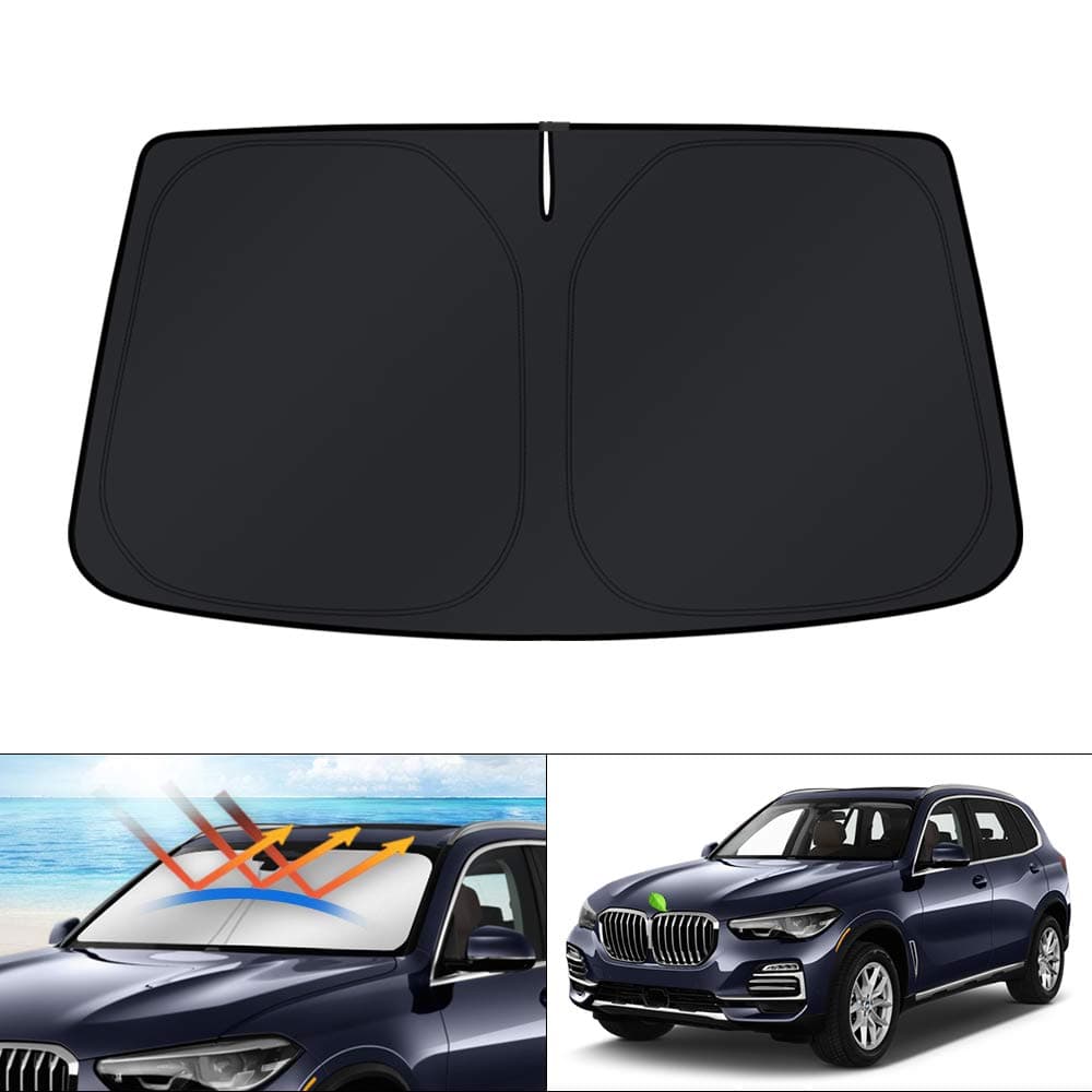 KUST Windshield Sun Shade for BMW X5 2019-2025 2026 Accessories Window Shade Sun Visor Protector Foldable Blocks UV Rays Keep Car Cooler