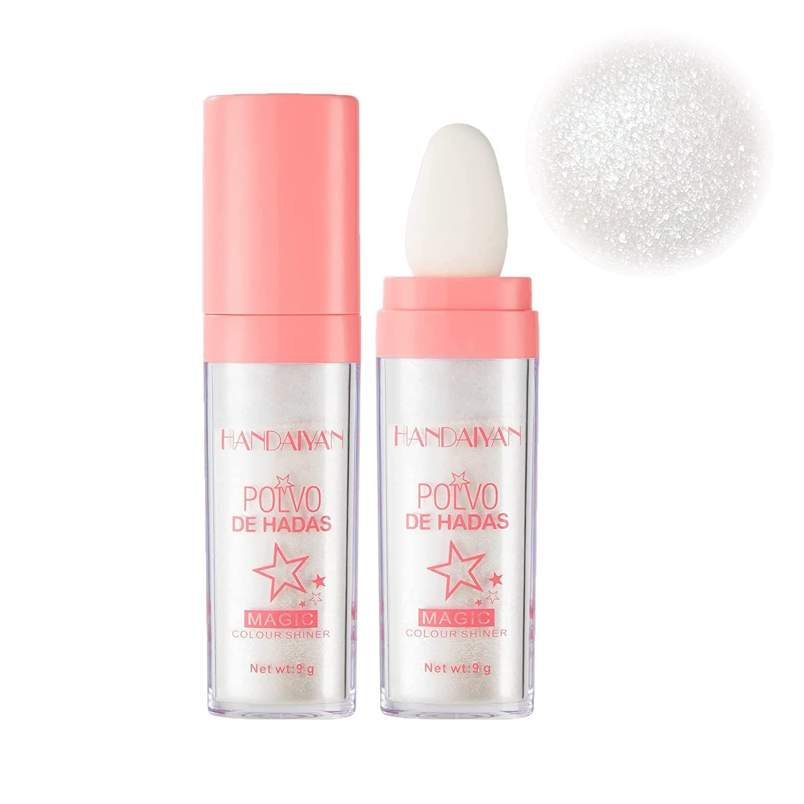 Glamaz Highlight Powder Stick, HANDAIYAN Polvo De Hadas Magic Colour Shiner, 3 Colors Body Glitter, Body Glitter Highlighter Powder Stick Makeup, Body Glitter Powder Stick (White)