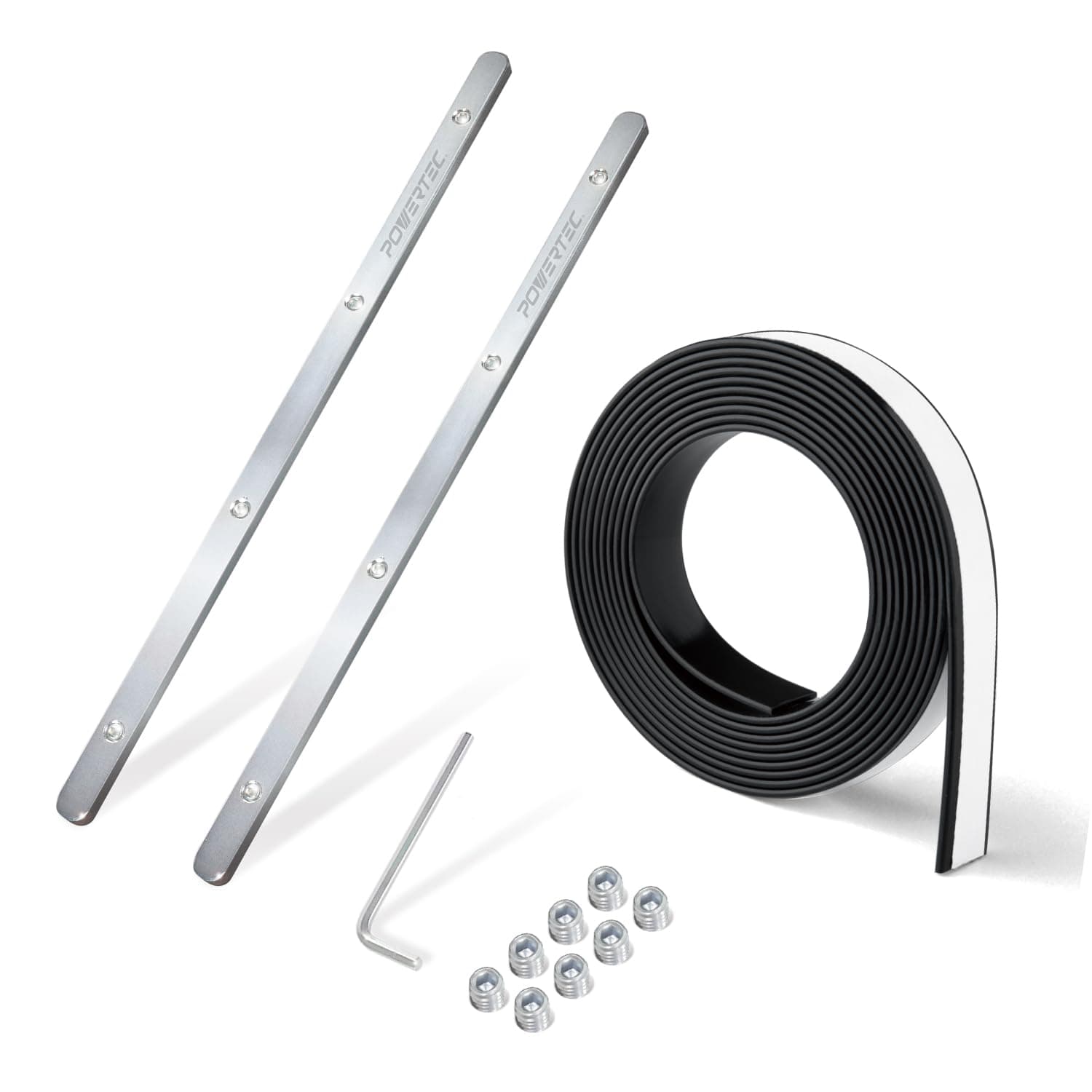 POWERTEC 72045 Track Saw Guide Rail Connector for Festool, Makita, DeWalt, and Triton Set of 2, and 55" Guide Rail Splinter Guard Replacement Strip