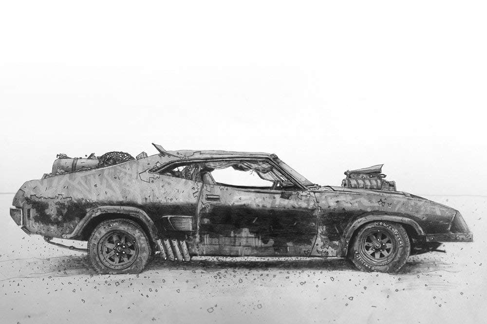 Leave her alone George print from a pencil drawing of the coolest car ever