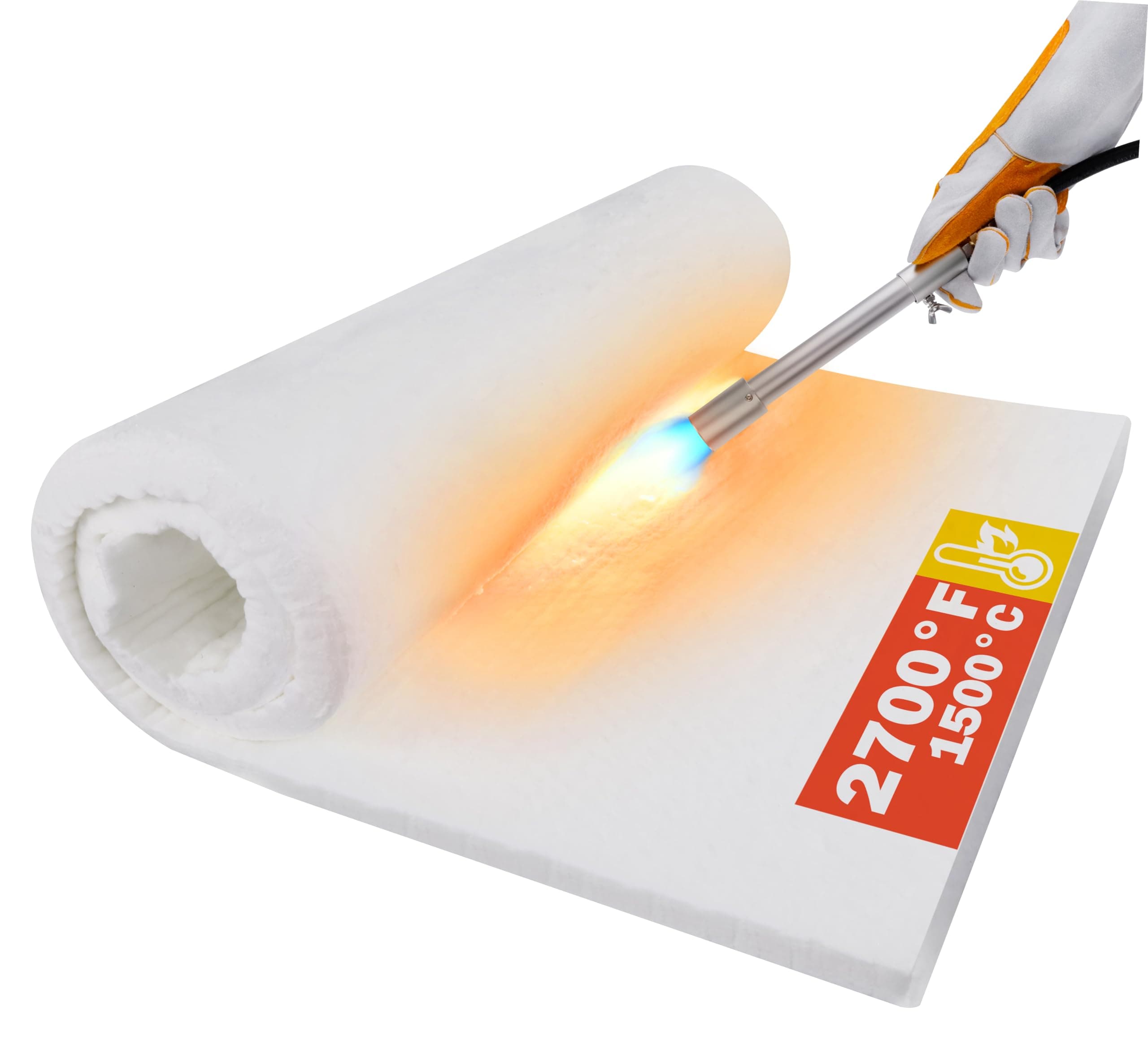 Ceramic Fiber Insulation, 24"x15.7"x1" Thick, 2600F Fireproof Insulation Blanket for Wood Stove Baffle, Fireplace, Pellet Stove, Chimney, Furnace, Boiler, Pizza Ovens and Forge