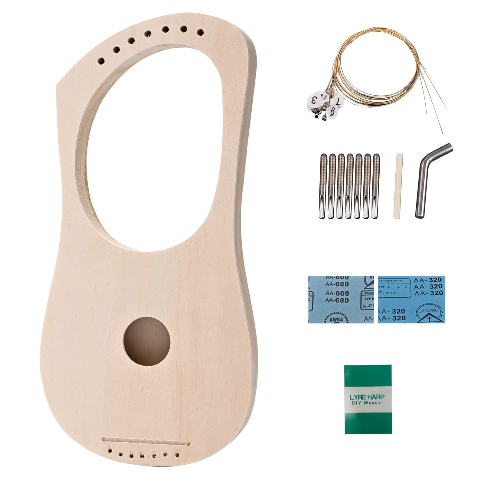 LIEKE Lyre Harp DIY Kit with Assembly Manual,Build Your Own 7 String Harp Instrument,Kids Crafts