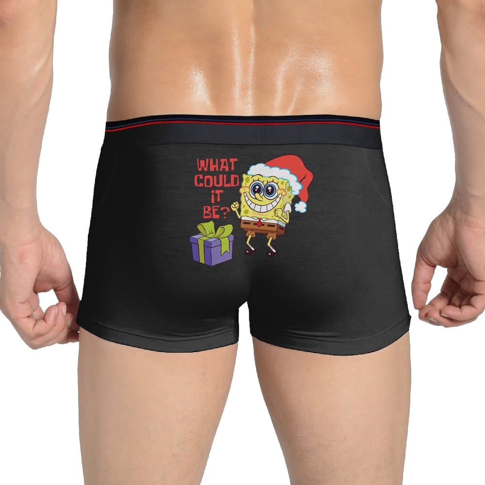 SSSB For Men SpongeBob SquarePants Christmas Sexy Seamless Stretchable Boxer Underwear Panty Brief Black