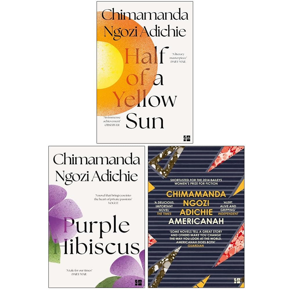 Chimamanda Ngozi Adichie 3 Books Collection Set, (Half of a Yellow Sun, Americanah and Purple Hibiscus (P.S.))