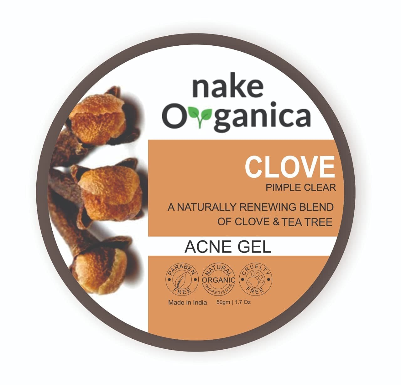 Nake Organica Clove Gel, With Clove And Glycerine, Lightweight, Non Sticky, For Hydrated And Moisturized Skin | Men and Women