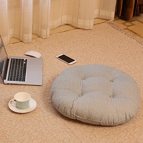 Yancyong Thicker Pad Office Computer Chair Student Round Stool Cushion Cushion,Diameter 45Cm,Light Blue Blue Stripes