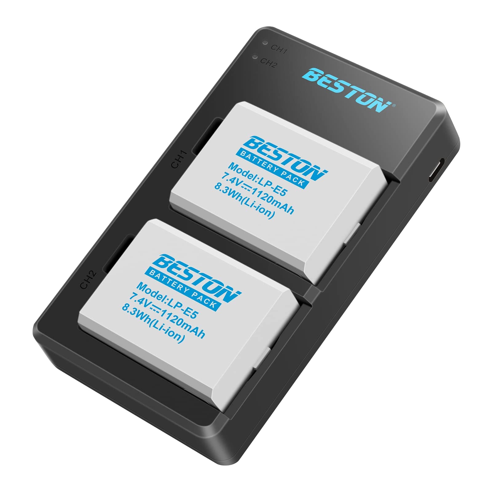 BESTONBESTON LP-E5 Battery and Charger Set for Canon EOS Rebel XS XSi T1i,1000D, 500D, 450D, Kiss F, Kiss X2, Kiss X3