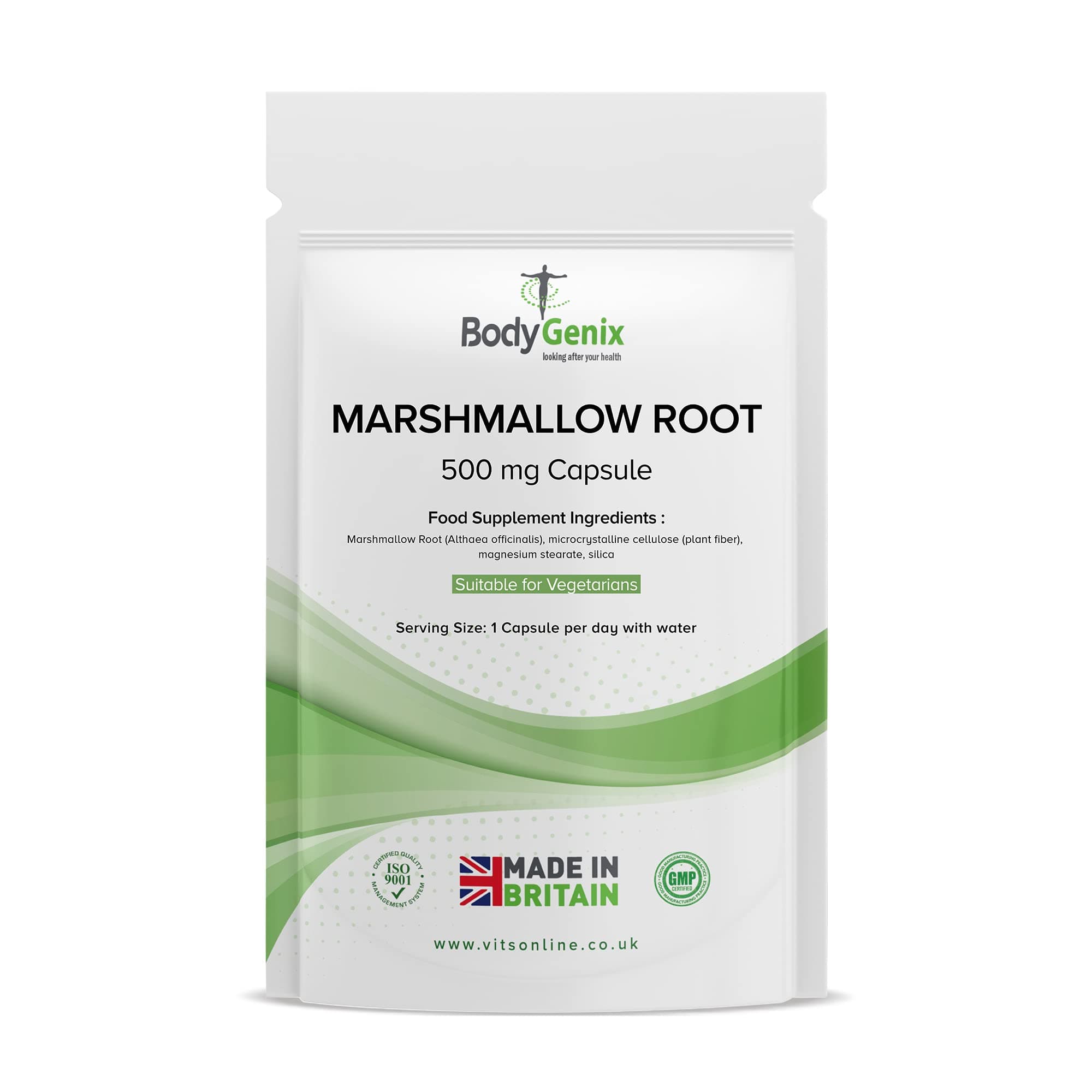 Marshmallow Root 500mg Capsules - Digestive Respiratory Health Skin Metabolic Weight Management UTI Support Natural Supplement - 30 Caps 1 Month Supply