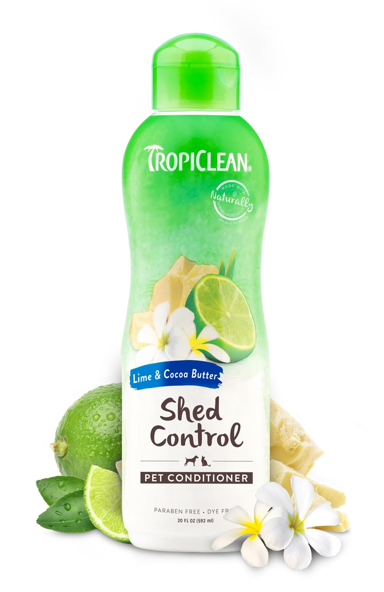 Lime & Coco Butter Deshedding Dog Conditioner for Shedding Control | Natural Pet Conditioner Derived from Natural Ingredients | Cat Friendly | Made in the USA | 20 oz.