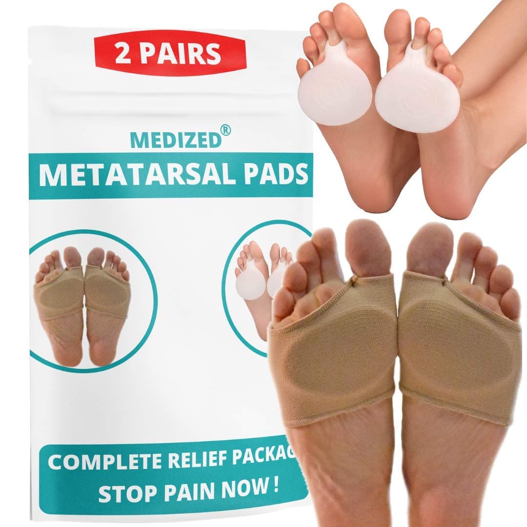 Metatarsal Pads Ball of Foot Cushions -Gel Ball of Foot Pads Sleeves - Mortons Neuroma Callus Blisters Forefoot Bunion Metatarsalgia Pain Relief Support