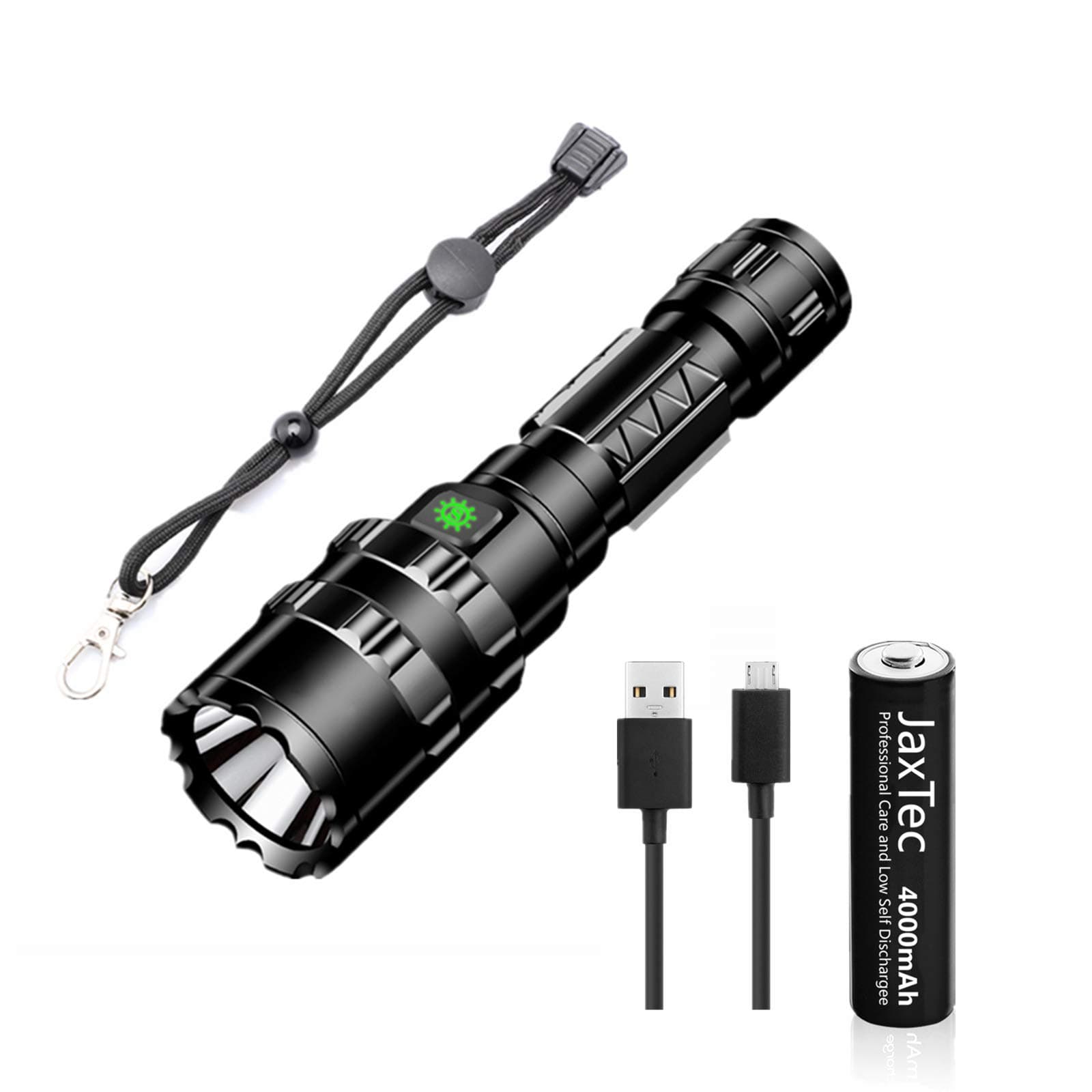LUOWAN LED Torch,5 Modes L2 Flashlight with USB Charger Super Bright 2400 Lumens Powerful Tactical, Handheld Torch for Camping, Hiking,18650 Rechargeable Battery Included