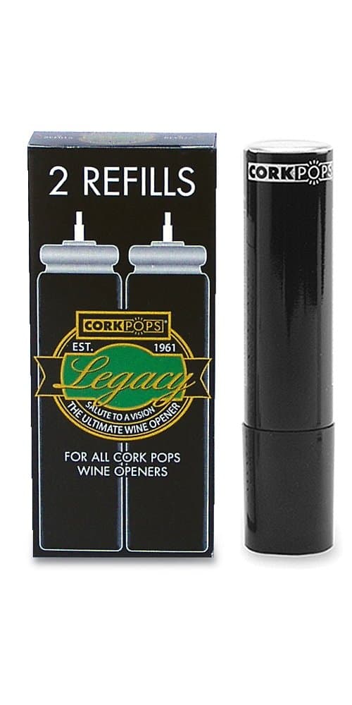 Wine Bottle Opener Refill Cartridges 2 Per Box- Eco-Friendly Low-Pressure, Fits All Cork Pops Models Opens 60-80 Bottles Per Cartridge 1 Box