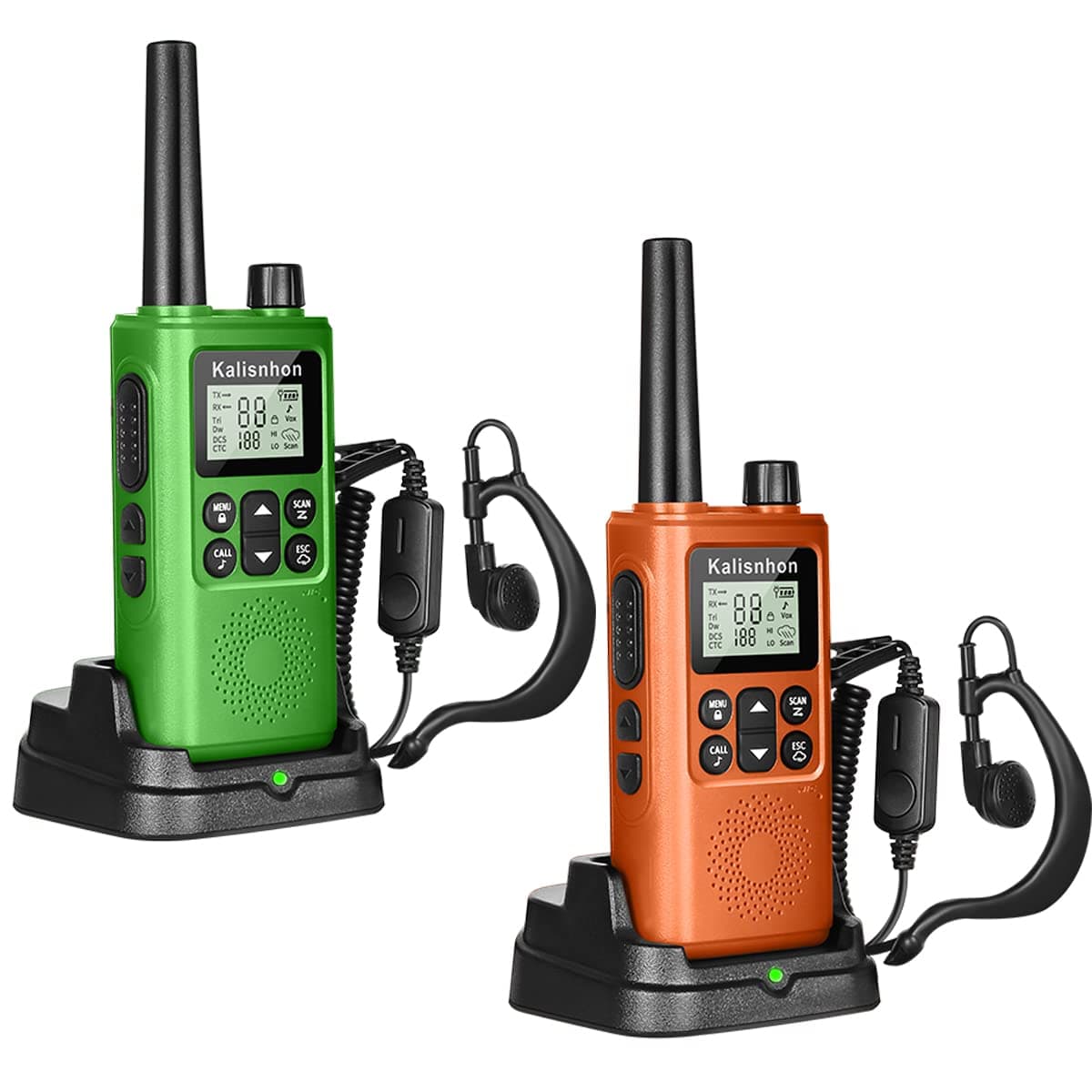 Walkie Talkies Long Range with Call Alert NOAA Dual Watch Flashlight LCD Display VOX 22 Channels, Walkie Talkies for Adults with Charging Dock and Earpieces Li-ion Battery(2 Pack)