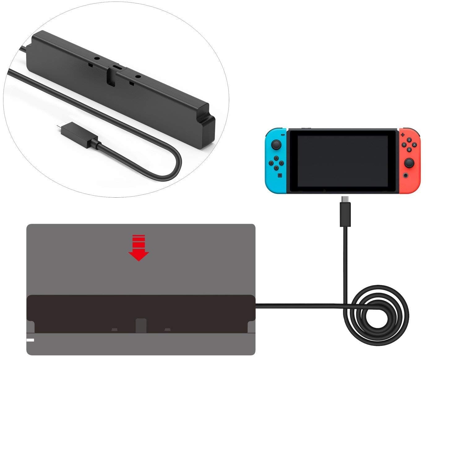 Extension Cable for Nintendo Switch Dock, Support 10 Gbps Data Transfer Rate - 2 feet