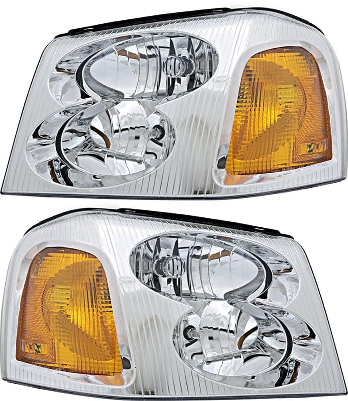 For GMC Envoy Headlights Lamps Set 2002 2003 2004 2005 2006 2007 2008 2009 Halogen Driver and Passenger Side