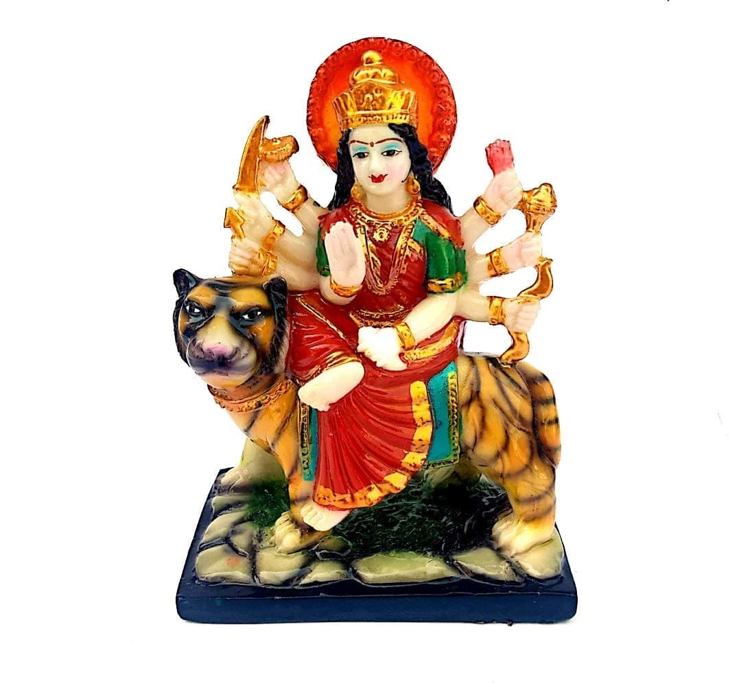 Marble Finish Maa Durga Statue Idol Sherawali MATA Rani Spiritual Statue for Pooja Room and Office use