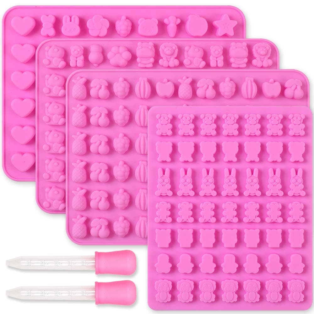 Diverse Animal & Fruit Silicone Chocolate Candy Making Moulds, Gummy Mould, Food Grade Silicone, 4 Pcs