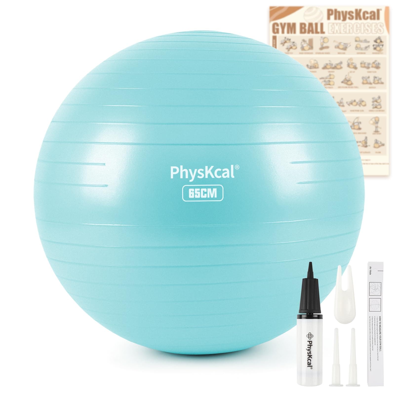 Gym Ball 55-85cm Exercise Swiss Ball for Fitness Yoga Pilates Pregnancy, Anti Burst Ball Chair for Balance, Stability, Quick Pump Included