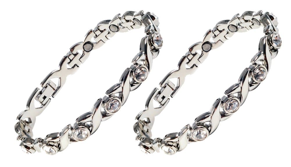 2 Bracelet Value Pack. Magnetic Bracelets for Natural Arthritis Pain Relief. (Bundle: 2 Bracelets/Silver Colored/Individually Boxed)