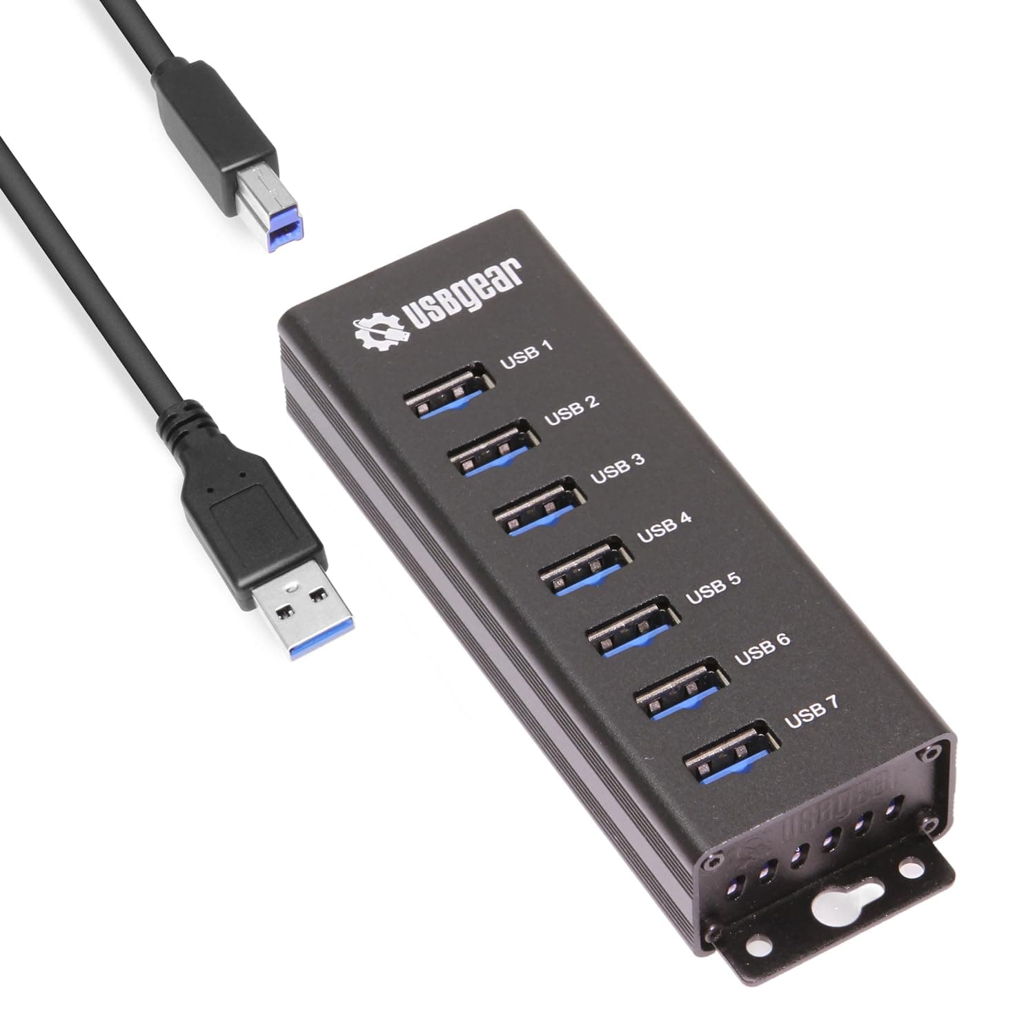 USBGear 7-Port USB Hub 3.2 Gen 1 â Mountable SuperSpeed Data Hub with USB Ports for Laptop, PC, Desktop, and More, 5V/4A Power Adapter with Type-A to Type-B Cable (3ft), Computer Accessories