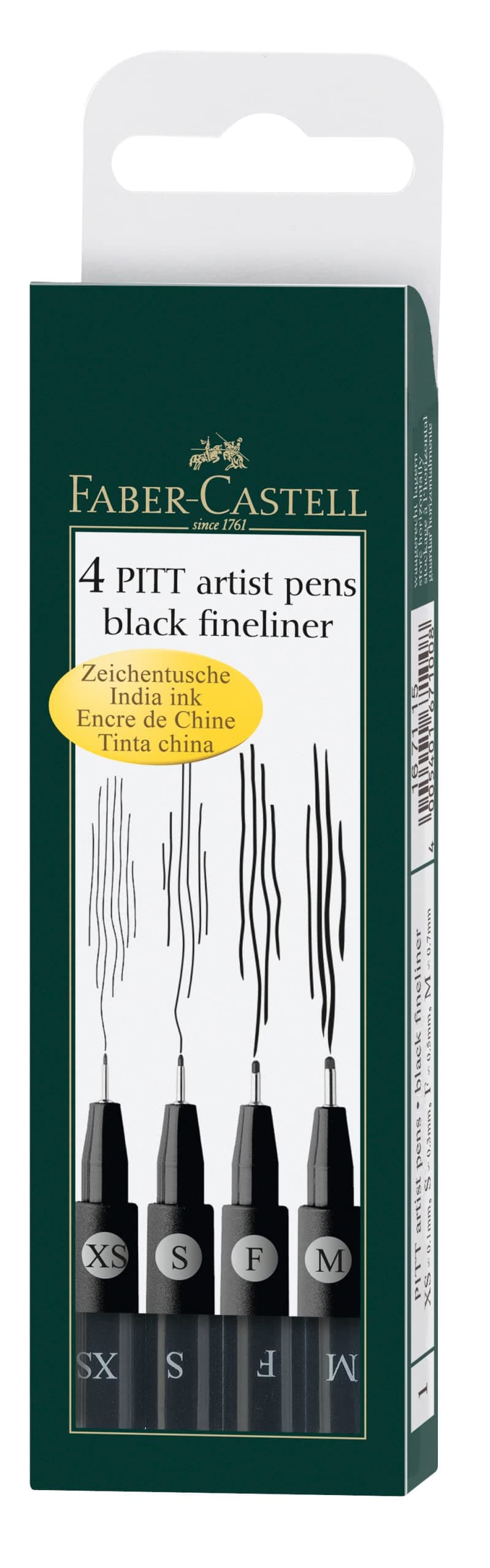 Faber-Castell Pitt Artist Color Pen Set - Pack of 4, XS, S, F, M