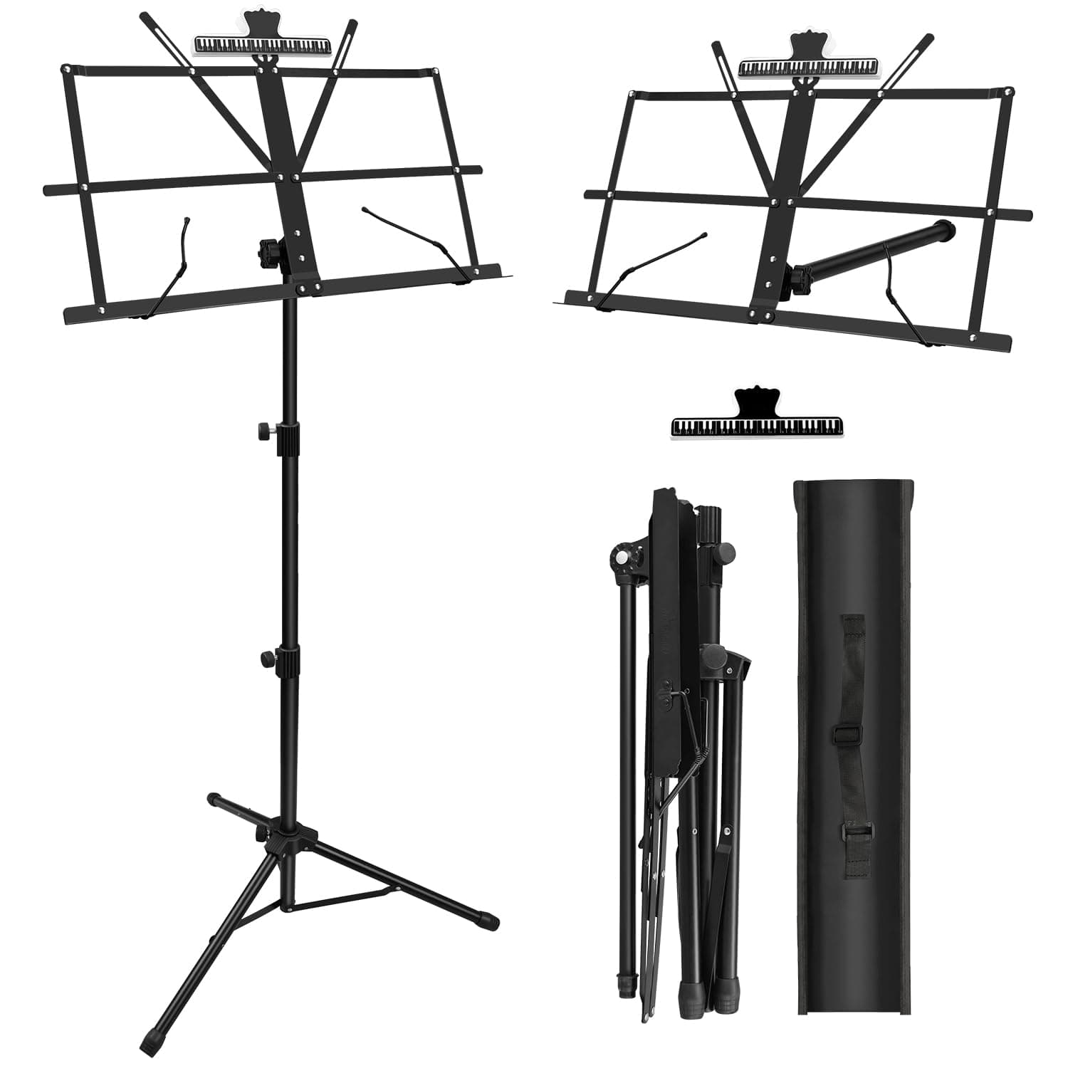 DkOvn 1 Pack Music Stand, with Music Sheet Clip Holder & Carrying Bag
