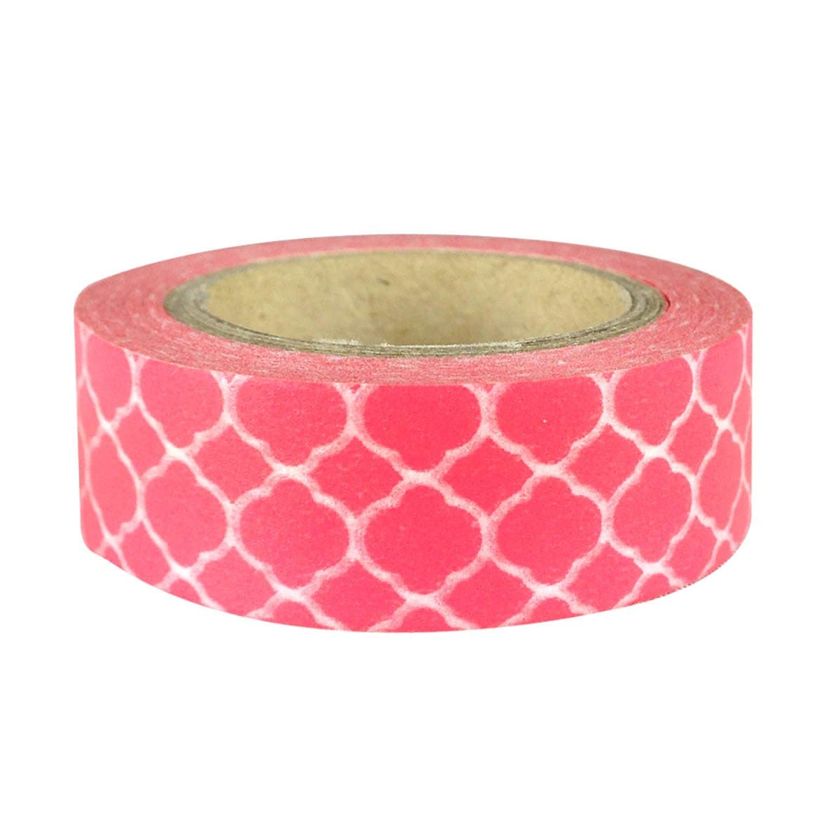 Wrapables Colorful Patterns Japanese Washi Masking Tape - Pink Marrakech Trellis