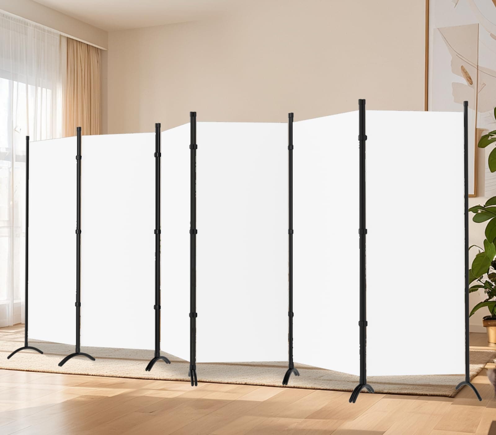 Room Divider-Folding Privacy Screens, 6 ft Partition Room Dividers Wall for Separation, Home, Office, Classroom, Studio (White, 6 Panel)