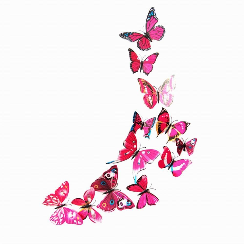 GRC[TM] 3D Red Butterfly Wall Decor Home Decal Sticker Art Room Removable 3d Mural Stickers Diy Butterfly Design