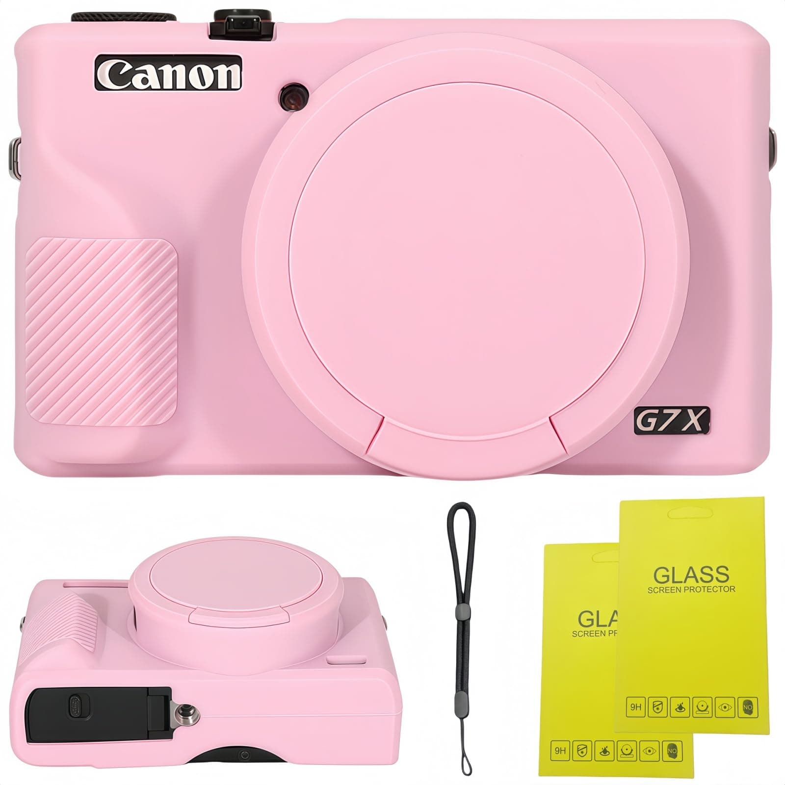 Case for Canon Powershot G7 X Mark III Digital Camera,Soft Silicone Case for Canon Powershot G7X Mark III DSLR Camera,Comes with 2 Screen Protectors and 1 Wrist Strap. (Pink)