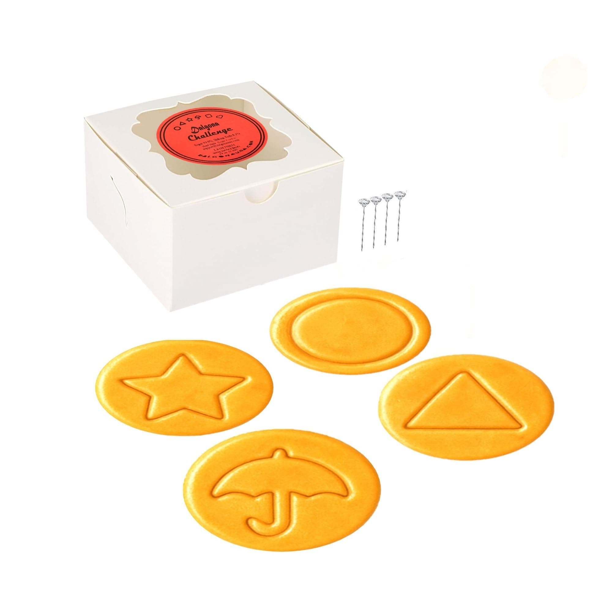 Korean Traditional Street Dalgona Real Challenge - Premade Sugar Cookie Game [BBOP-GI] (4 Kinds Shape)