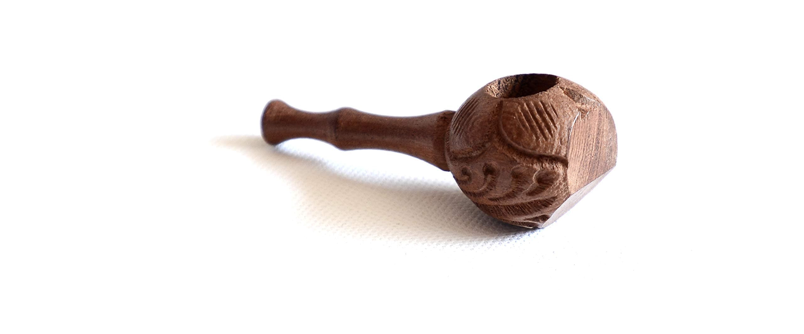 Asian Hilltribe Wood Mini Chillum Smoking Tobacco Pipe (Hand Made 7cm Length Carved Wood Chillum Hitter)