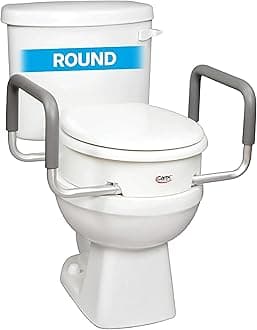CAREX3.5 Inch Raised Toilet Seat with Arms, Round Toilet Seat Riser, 300 lbs Capacity, Elevating and Raising Seat for Elderly and Handicap, Universal, Slip-Resistant with Padded Handles, White