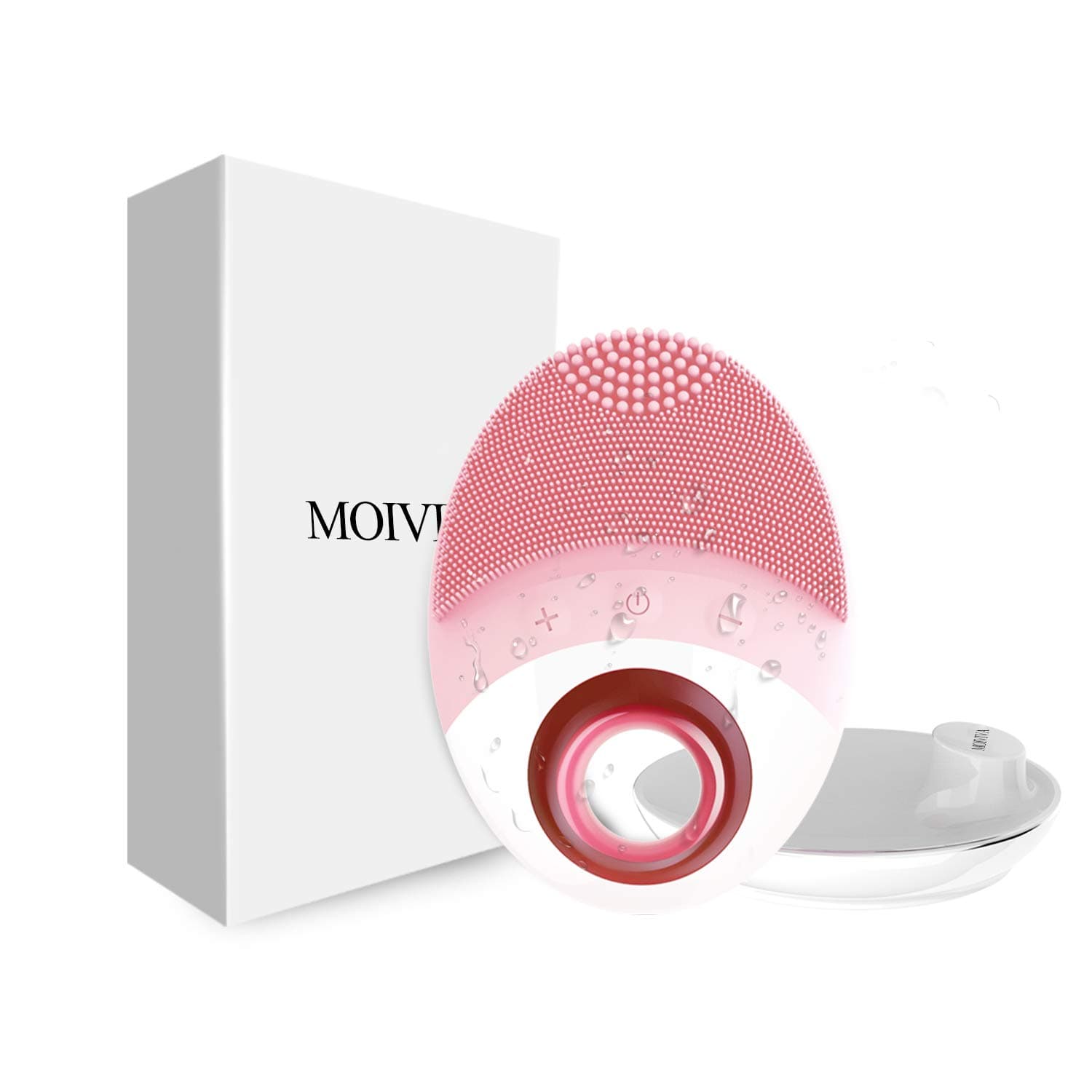 Facial Cleanser Silicosne Face Brush Waterproof Rechargeable Portable Sonic Pore Cleansing Face Cleanser, Massage Brush (Pink)