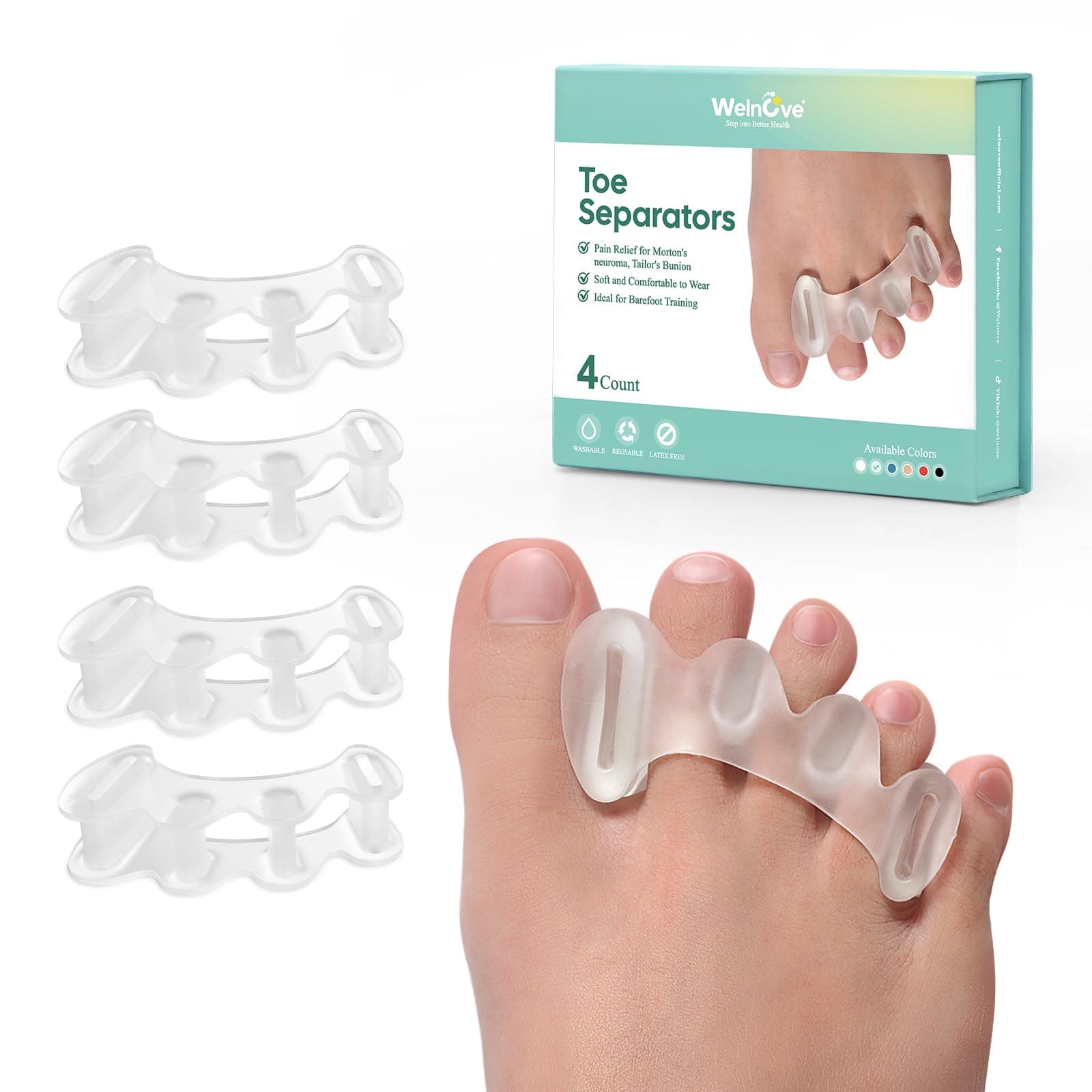 โ Toe Separators to Correct Bunion - Toe Spacers for Women Men, Relieve Feet Pain, Foot Alignment, Adjustable Toe Straighteners for Hammertoes (2 Pairs with Gift Box)