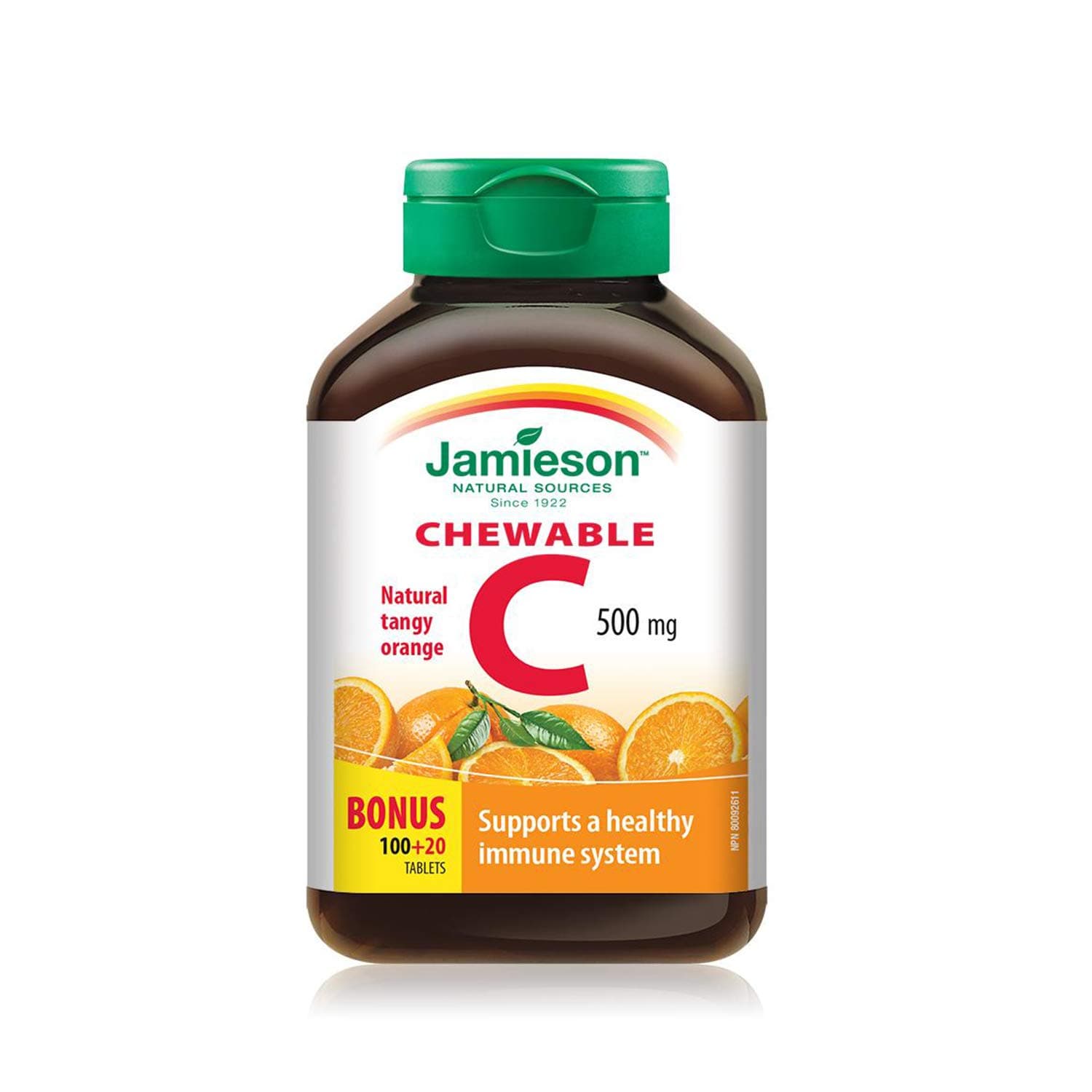 Vitamin C Chewable 500 mg - Tangy Orange, 120 tabs Bonus