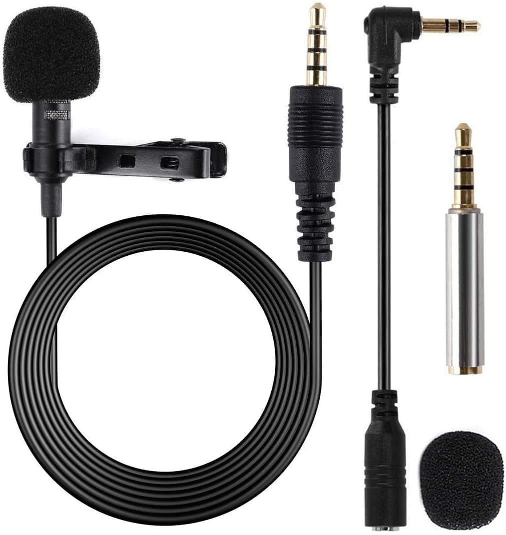 VSTON Professional Lavalier Microphone Clip-on Lapel Omnidirectional Condenser Mic with Wind Muff & 3 Adapters