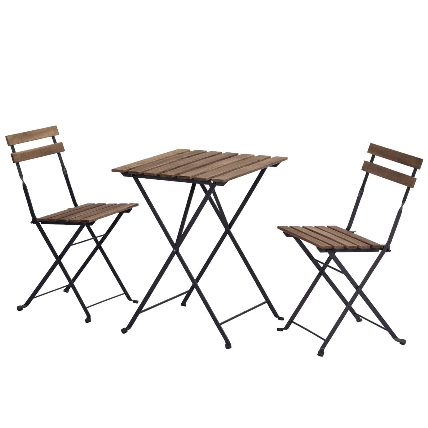 HOMPUS 3-Piece Acacia Wood Patio Bistro Set with Folding Table and Chairs