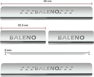 AC Door Sill/Foot Step Stainless Steel Scuff Plate Plates Compatible with Maruti Suzuki Baleno (Model 2022-2023 (Set of 4 Pcs)
