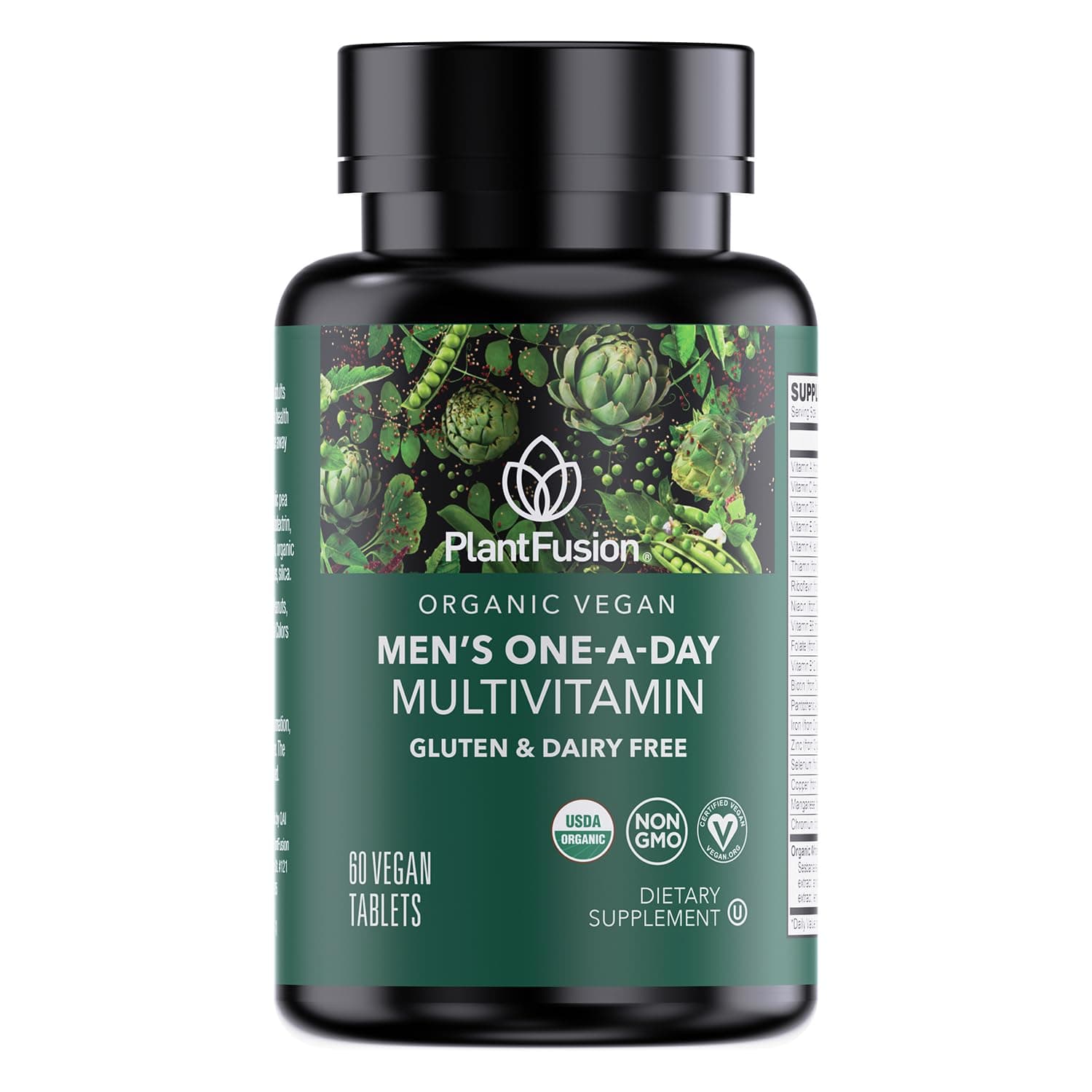 PlantFusion Organic Multivitamin for Men - One Daily Whole Food Blend Men's Multivitamin - Vegan, Non-GMO, Gluten Free & Dairy Free - 60 Tablets (2 Month Supply)