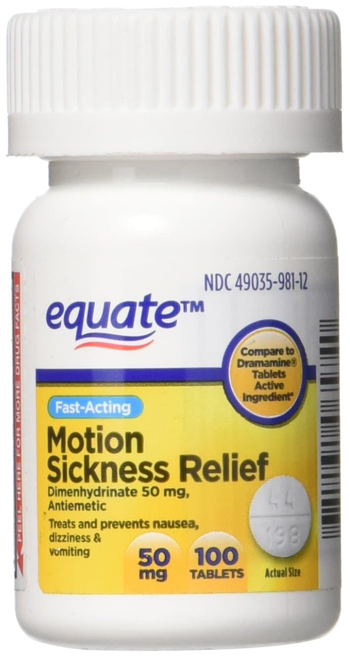 Motion Sickness Relief Tablets, 100 count 50 mg