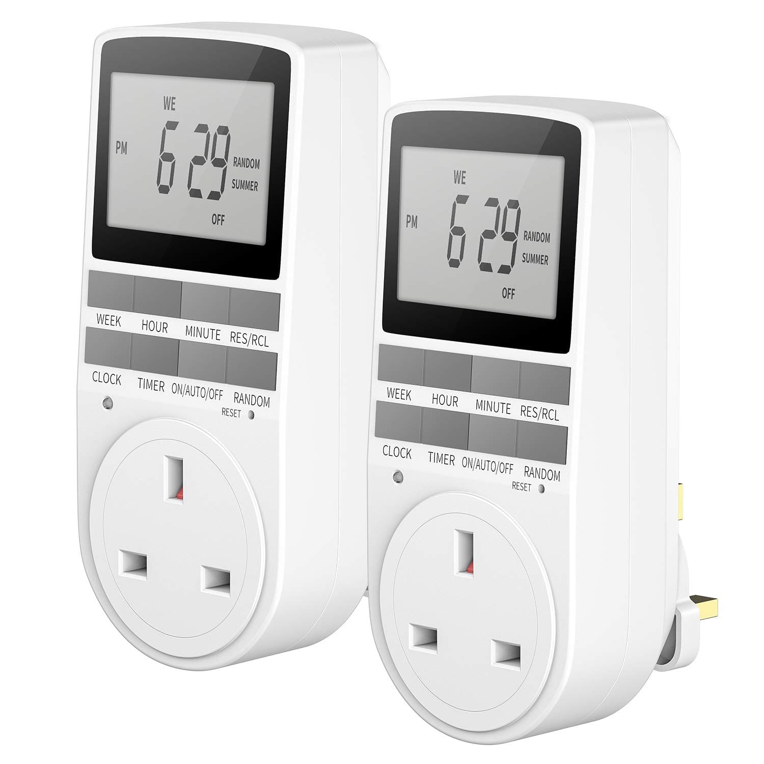 Timer Plug Socket, Expower Digital Electrical Timer Plug Socket 24 Hours/7 Day Weekly Programmable Light Switch with Anti-Theft Random Option (2 Pack)
