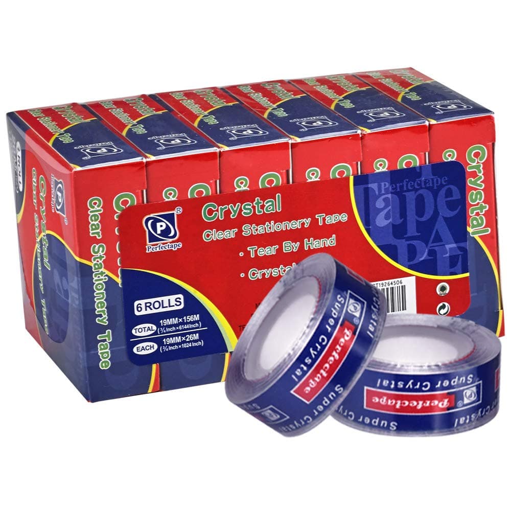 Perfectape Transparent Tape, Clear, 3/4" x 1024 inches (19mm x 26m), 6-Pack, Refill Rolls Only for Perfectape Dispenser