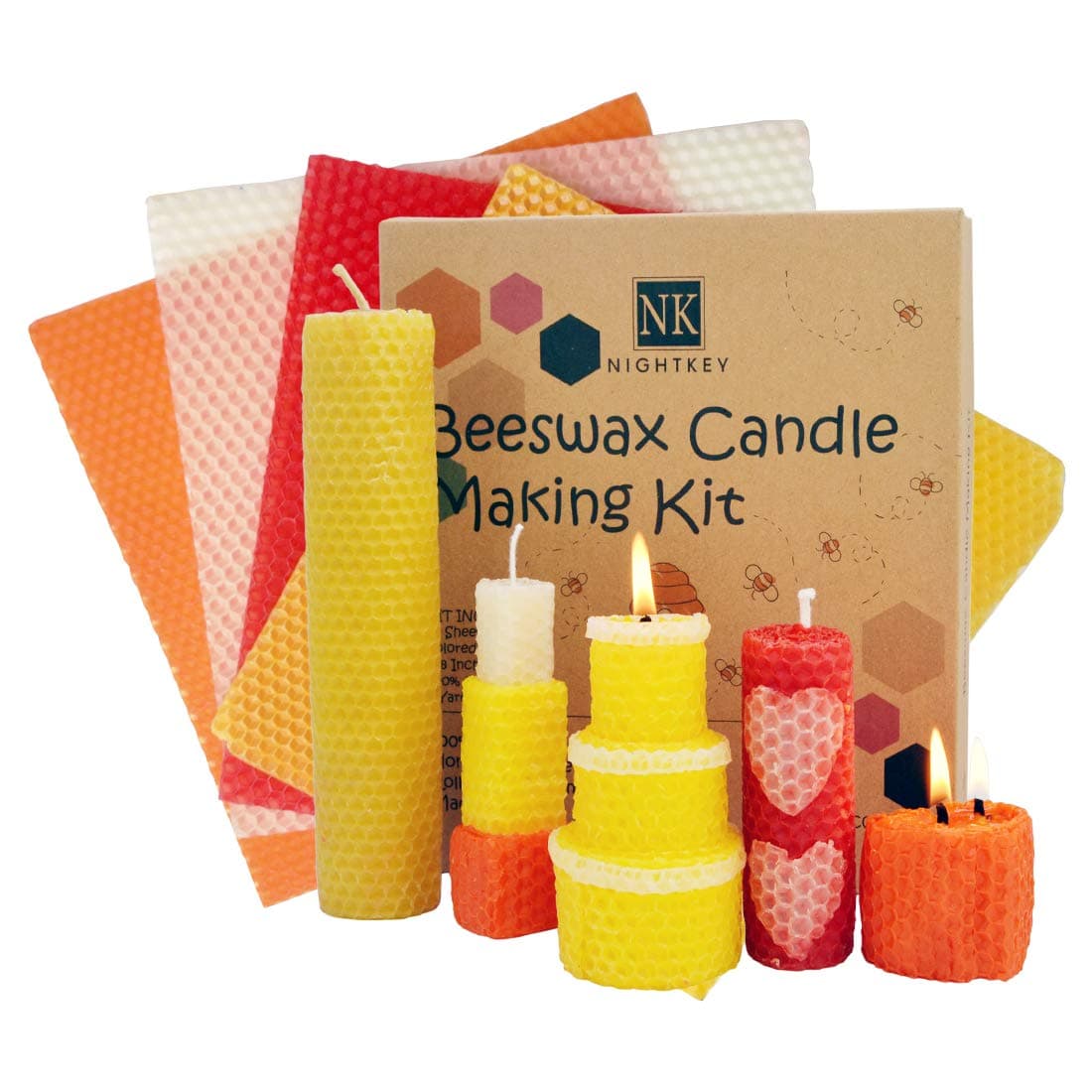 Beeswax Candle Making Kit-Include 5 Various Colors 10 Beeswax Sheets- Candle Making Supplies for Adults and Kids