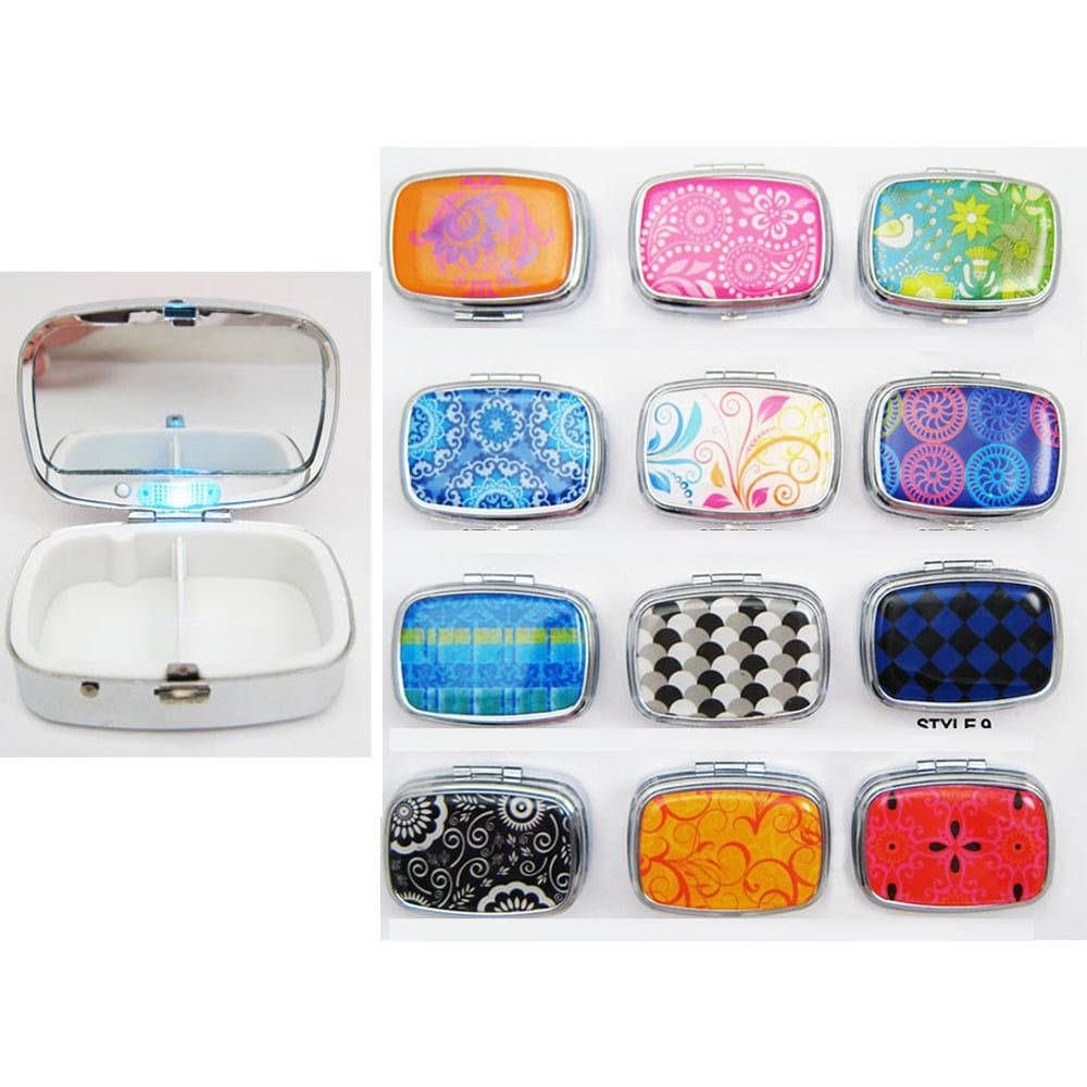 Light up Led Pill Box Medicine Drug Container Case Holder Pillbox Tablet Gift (Random Colour)