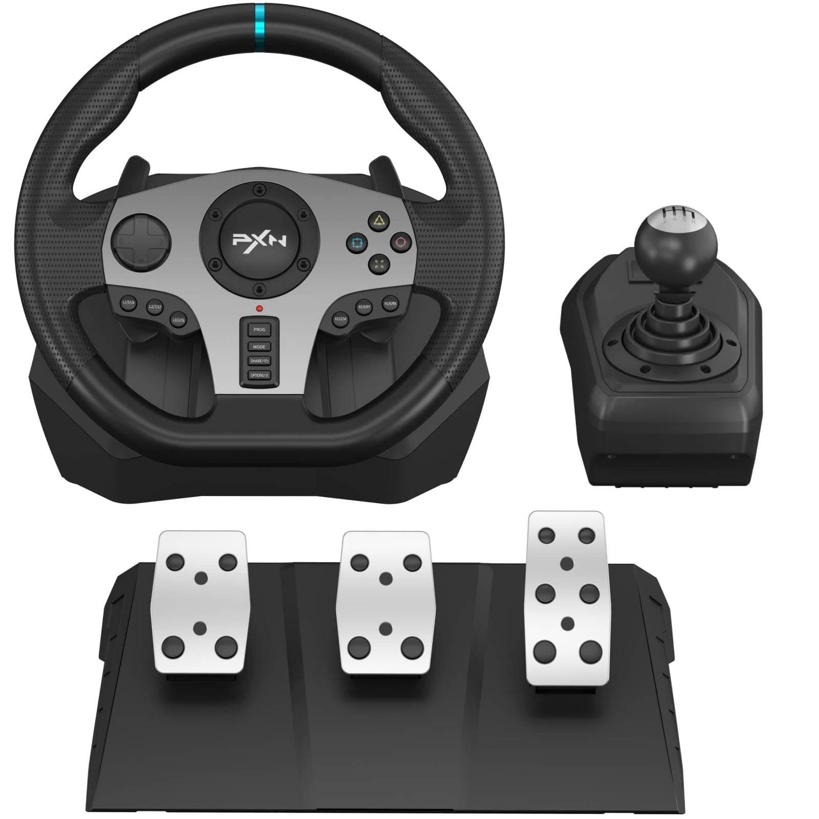 Gaming Steering Wheel, PXN V9 Racing Wheel with Pedals and Shifter, 270/900° Wheel with Tool APP, Vibration Feedback. Steering Wheel for PS4, PC, Xbox One, Xbox Series S | X, PS3, Nintendo Switch.
